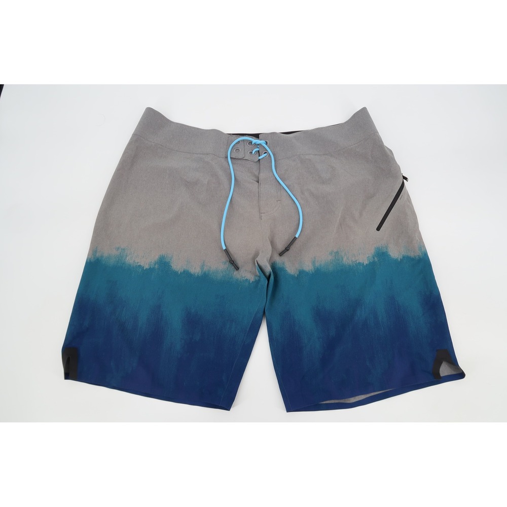 Lululemon El Current Board Shorts Mens 38 Gray Blue Ombre Fade Surf Swim Trunks